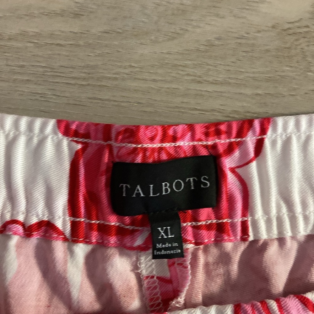 Talbots Pink and Red Floral Cropped Pants, Size XL - Picture 2 of 9